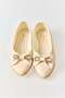 Cream-Colored Flexible Sole, Light Heel, Comfortable Design, Ballet Flats with Bow Accessories. - 3