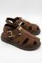 Brown Lightweight and Flexible Textured Closed-Toe Orthopedic Sole Sandals Suitable for Daily Use