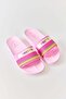 Pink Lightweight Colorful Stripe Detailed Comfortable Fit Daily Pool Beach Slippers - 2
