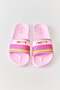 Pink Lightweight Colorful Stripe Detailed Comfortable Fit Daily Pool Beach Slippers - 3