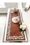 Red Brown Suede Fabric Runner 40X120 cm Console Length - Geometric Quadrilateral Pattern