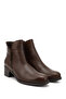 Women's Brown Antique Double Zippered Thick Heeled Genuine Leather Boots - 3
