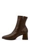 Women's Brown Leather-Look Thick Heeled Stretch Boots - 5