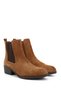 Women's Tan Suede Zippered Thick Heeled Genuine Leather Chelsea Boots - 4