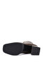 Women's Brown Zippered Blunt Toe Thick Heeled Stretch Boots - 5