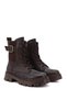 Women's Brown Zippered Thick Heeled Boots - 4