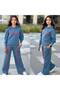 Striped Detail Youth and Children's 2-Piece Set Palazzo Pants+Sweatshirt - 7
