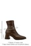 Women's Brown Leather-Look Thick Heeled Stretch Boots - 3