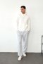 Men's Hooded Printed Kangaroo Pocket Sweatshirt White - 25K 5281 - 4