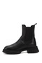 Women's Black Floater Thick Sole Genuine Leather Chelsea Boots - 6