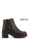 Women's Brown Antique Zippered Thick Heeled Genuine Leather Boots