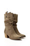 Women's Mink Suede Pointed Toe Thick Heeled Cowboy Boots - 3