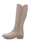 Women's Beige Zippered Thick Heeled Genuine Leather Boots - 6