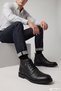 Men's Black Floater Genuine Leather Zippered Boots - 4