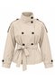 Belted Stand Collar Short Trench Coat Jacket - 3