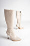 Women's Leather Pointed Toe Side Zipper Thin Heeled Boots - 4