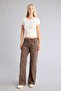Leopard Patterned Straight Fit Regular Waist Standard Length Gabardine Trousers I8220Ax26Wn