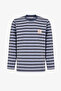 Men's Blue Weekend Striped Long Sleeve Jogger Pajama Set - 2
