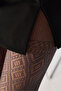 Anthracite Shadow Diamond Geometric Patterned Fishnet Pantyhose - 3