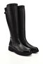 Women/Girls Black Zippered Rubber Sole Genuine Leather Boots - 4