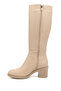 Women/Girls Nude Zippered Thick Heeled Boots - 4