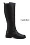 Women's Black Floater Zippered Rubber Sole Genuine Leather Boots