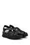 Women's Black Velcro Strap Wedge Heel Genuine Leather Sandals - 4