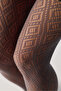 Anthracite Shadow Diamond Geometric Patterned Fishnet Pantyhose - 2