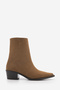 Women's Pointed Toe Cowboy Chunky Heel Western Boots Tahis Tan Suede - 3
