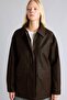 Regular Fit Polo Collar Zippered Pocket Faux Leather Coat H3754Ax26Au