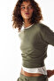 Khaki Oversize Crew Neck Sweatshirt - 2