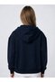 Basic Kadın Oversize Fit Kapüşonlu ve Fermuarlı Üst - 3