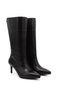 Women's Black Platinum Thin Heeled Genuine Leather Boots - 4