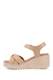 Women's Mink Ankle Strap Wedge Heeled Genuine Leather Sandals - 5