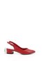 Red Antique Genuine Leather Pointed Toe Short Thick Heeled Women's Summer Shoes 24173 - 2