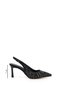 Women's Black Stiletto Heel U Open Back Shoes - 3