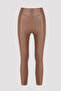 Brown Extra High Waist Leather Look Ankle Length Thermal Leggings - 5