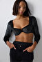 Shinny Velvet Long Sleeve Black Croplet