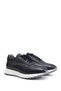 Men's Navy Blue Lace-Up Genuine Leather Sneakers - 3