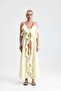 Saliva Front Flounce Lace-Up Long Yellow Dress