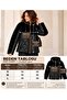 New Season Women's Premium Hooded Plush Detailed Quilted Zipper Coat - 5
