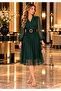 Elegant Women's Dress Chiffon Fabric Flared Cut Double Breasted Collar Midi Length