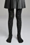 Girl's Anthracite Melange Pretty Silver Round Pantyhose