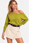 Women's Oil Green Dropped Shoulder Modal Blouse - 4