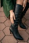 Rumba Black Leather Gusseted Pull-On Casual Women's Boots - 5