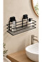 Adhesive Black Metal Bathroom Shelf, No Drilling Mounting Shower Shampoo Holder Wall Organizer - 2