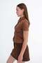 Short Sleeve Button down Suede Shirt G17636 - 4