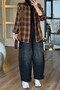Mustard Color Plaid Patterned Oversize Shirt Per5163 - 3