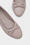 Genuine Leather Bow Round Toe Mink Women's Ballerinas - 2