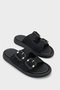 Madelene Flat-Toe Meal Two-Buckle Flat Heeled Women's Slippers